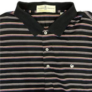 Fairway & Greene Black Striped Logo S/S Golf Polo 100% Cotton Men’s Size XL